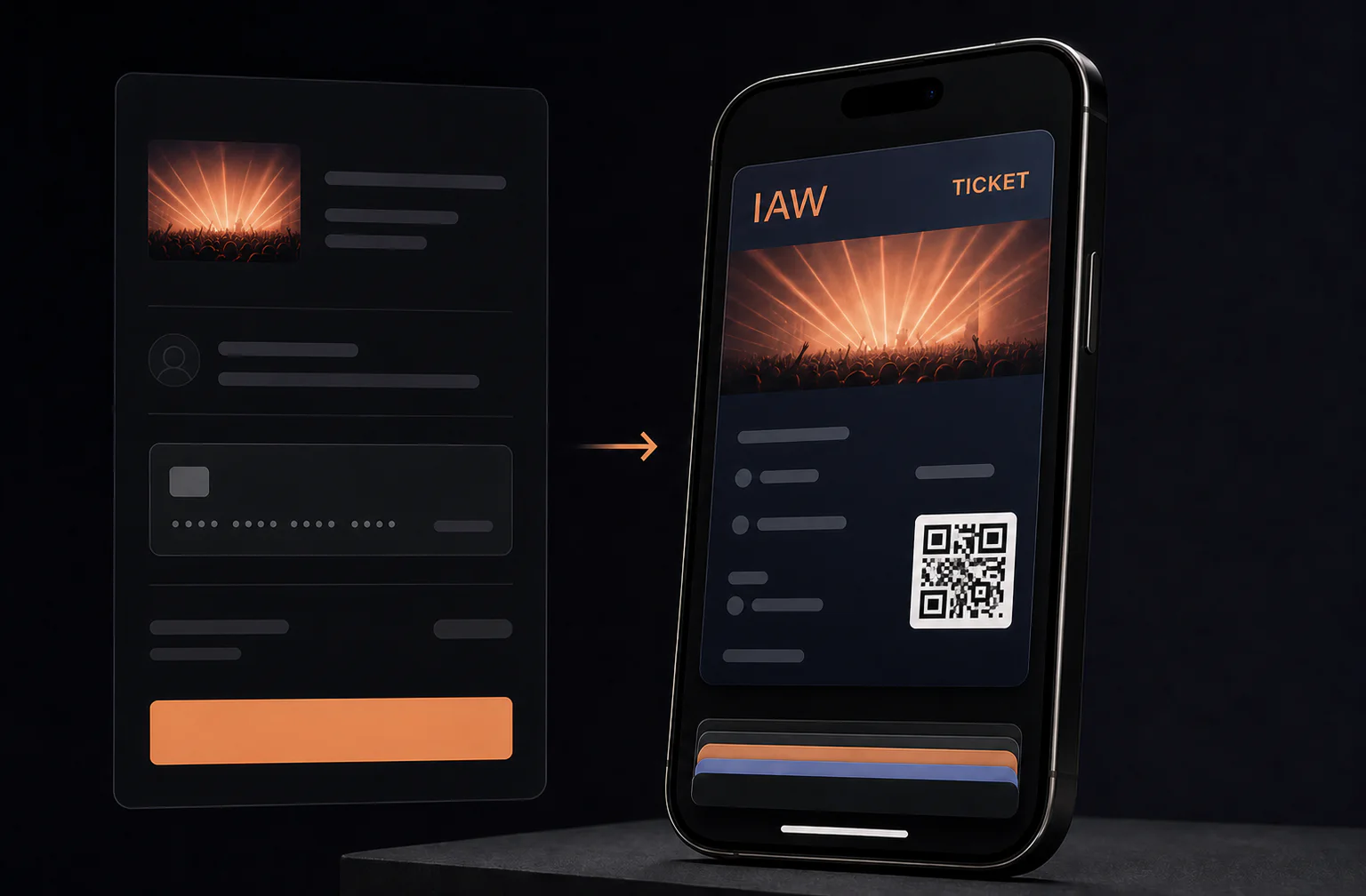 Konzeptvisual für digitale Messetickets und eine mobile Wallet